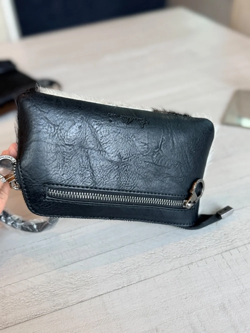 Montana West Genuine Hair-On Cowhide Ring Handle Wristlet Clutch Bag
